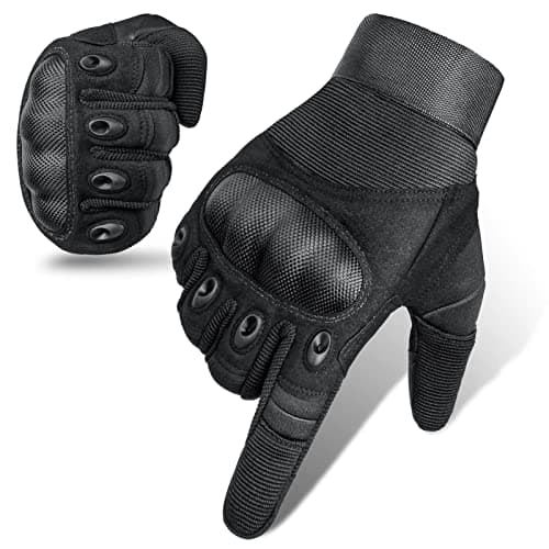 Cierto Motorcycle Gloves for Women and Men: Full Finger Touch Screen Tactical Gloves with Breathable Hard Knuckle & Adjustable Wrist for Motocross, Road Racing, BMX ATV MTB Riding, Cycling - Black S