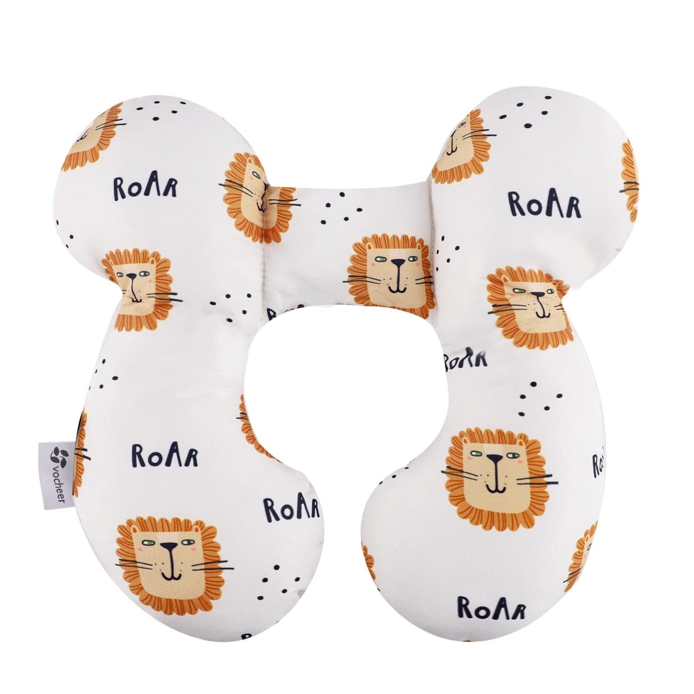 vocheer Baby Travel PillowUpgraded Head and Neck Support Pillow for Pushchair Car SeatStroller Bouncer Cotton Lion