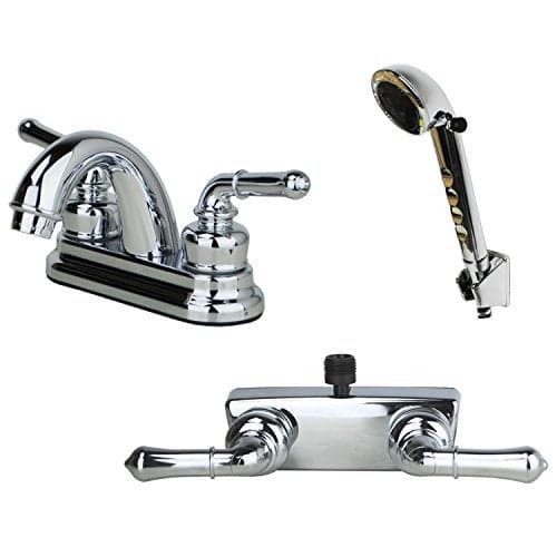 Builders Shoppe 2001CP/3220CP/4120CP RV Bathroom and Shower Faucet with Matching Hand Shower Combo Chrome Finish