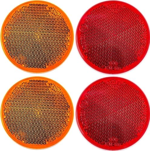 Qty 4 2 Red2 Amber 2 Inch Round Reflector BikeTrailer Truck Boat Mailbox Construction Signage Warning with Super Strong Adhesive DOTSAE Approved