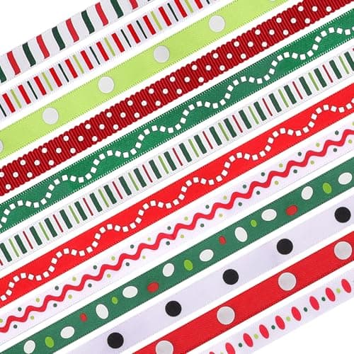 Christmas Ribbon 24 Yards 04 Grosgrain Ribbons Xmas Polyester Ribbons for Gift Wrapping Crafts Decoration Holiday