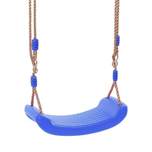 REZNOR Kids Indoor Outdoor Plastic Swing Seat with Hight Adjustable Rope Strong Tree Swing for Playground Backyard Holds 120Kg for 3-12 Years Kids Children (Blue)