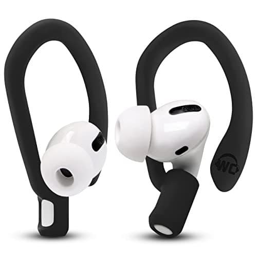 WC HookZ - Patented Upgraded Over Ear Hooks for AirPods Pro 1, 2 & AirPods 1, 2 & 3- Two Size Pairs Included in Package, Unique Left & Right Hook, Made by Wicked Cushions | Pitch Black