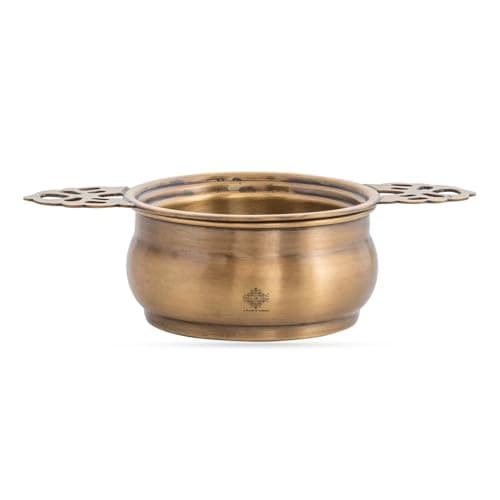 Indian Art Villa Brass Antique Matt Finish Tea Infuser, Loose Leaf Tea Strainer, Traditional Tea Filter, 130 ML, Home & Gifting