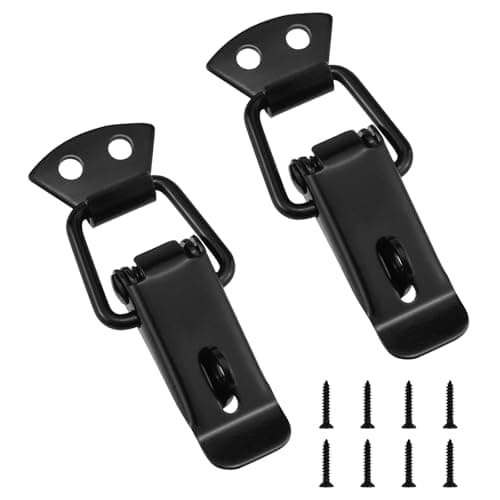 Aifeier ET Stainless Steel Black Toggle Latches, 2.68" Length, Spring Loaded Toggle Door Lock Clasp Buckle with Black Mounting Screws for Cabinets, Wooden Case, Toolboxes and Boxes, Pack of 2