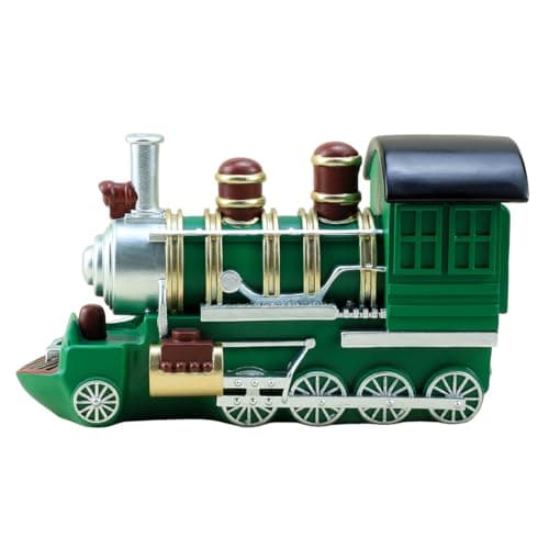 Colias Wing Home Decor Retro Style Vintage Train Shape Design Coin Bank Money Saving Bank Toy Bank Cents Penny Piggy Bank-Red/Green