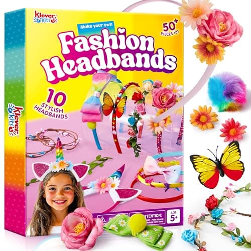 Klever Kits Headband Making Kit for Girls, Kids Headbands, DIY Hair Accessories for Girls, Kids Crafts, Make Your Own Hair Accessories, Birthday Gifts Ages 5-12