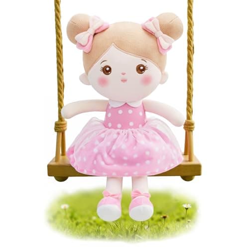 OUOZZZ 126 Soft Baby Doll Toys for 1 Year Old Girl Gifts Birthday Gifts for 1 Year Old Girl Plush Toys Gift for Toddler Kids Pink Dress