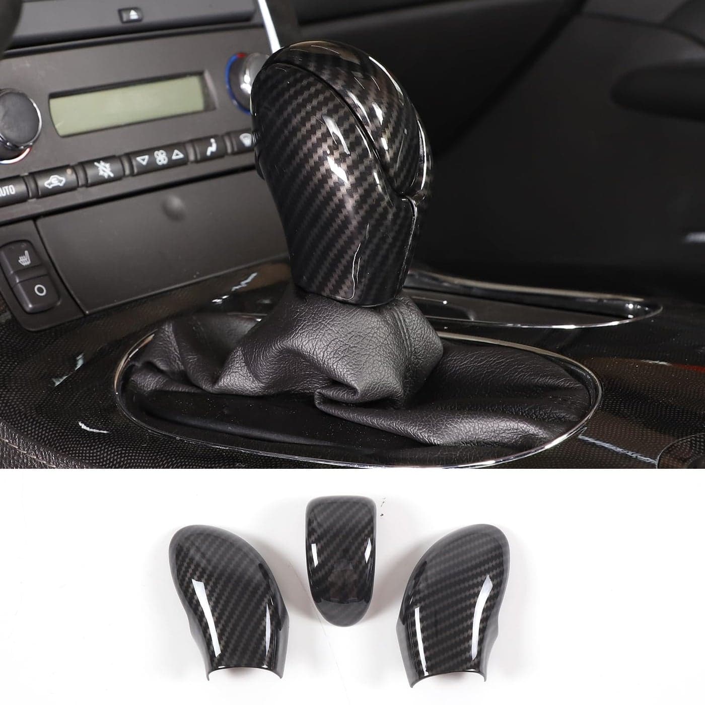 PIUGILH Gear Shift Knob Head Cover Trim Compatible with Corvette C6 20052013 Interior Accessories Car Gear Handle Head Cover 3Pcs Carbon Fiber Pattern