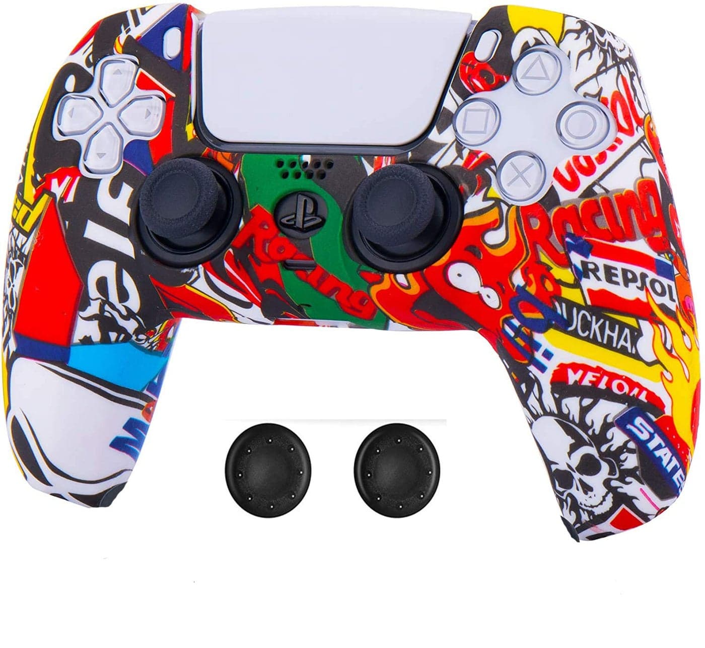 New World for PS5 Controller Silicone Cover Case, Skin Anti Slip Protective Case Sleeve for PS5 Dual-Sense Controller with Thumbgrips Free