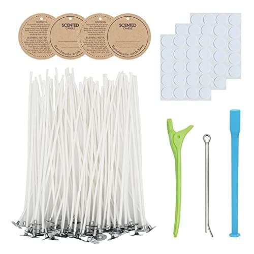 CandMak Candle Wick Kit - 60 Cotton Wicks with Candle Making Tools (Thin, 6 inches)