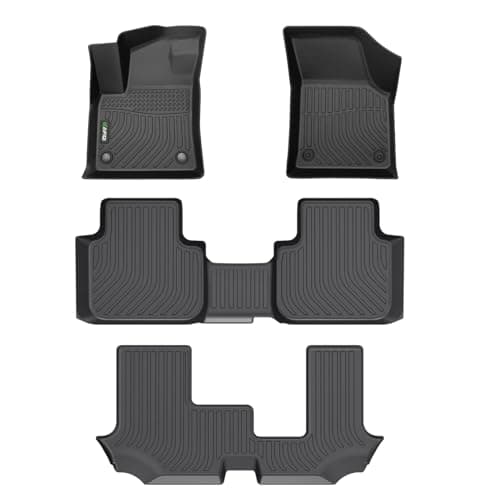 HAFIDI® Floor Mats Fit for 2018-2024 2025 VW Atlas (7 Passenger Bench) All Weather Protection TPE Car Floor Liners, Fits 1st & 2nd & 3rd Row Full Set Volkswagen Atlas Custom Accessories, Black