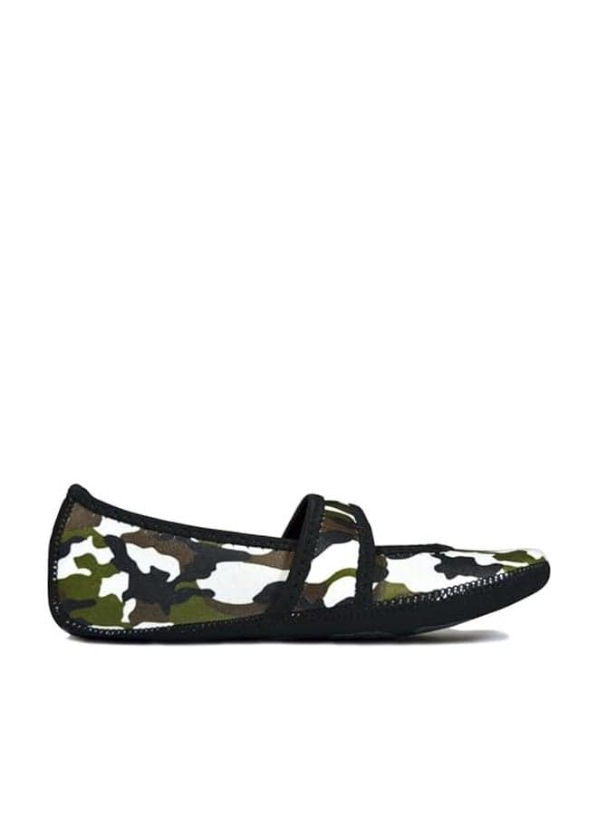 Nufoot Betsy Lou Women's Slippers, Foldable, Flexible Flats, Slipper Socks, Travel Slippers, Exercise Shoe, Dance Shoe, Yoga Socks, House Shoes, Indoor Shoes, Green Camouflage, X-Large