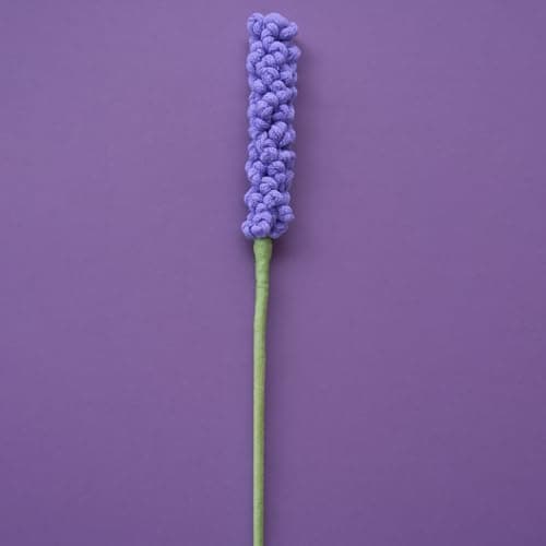 SYCAMORE EAST Handmade Crochet Lavender Flower Stem – Knitted Purple Bloom, Cotton Yarn, Eco-Friendly Artificial Floral Décor & Gift