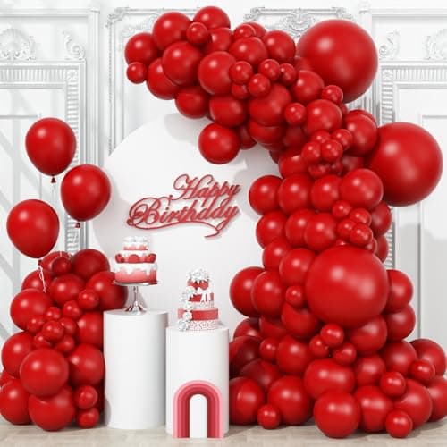 Togvu Red Balloons Different Sizes 123 Packs Matte Red Balloons Pack of 18 12 10 5 Inch Premium Red Balloons Garland Arch Kit for Valentines Day Birthday Wedding Christmas Party Decorations