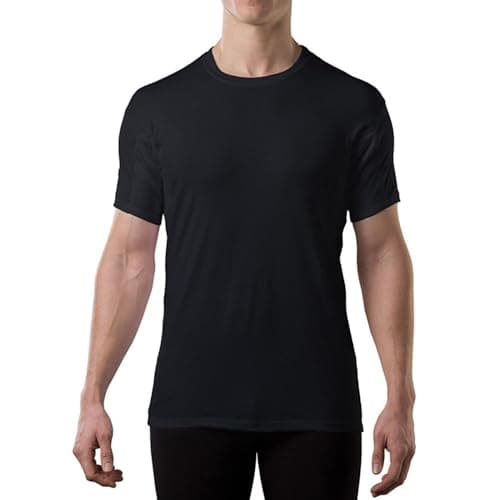 Men's Sweatproof Undershirt - Cotton Crew Neck T-Shirt with Underarm Sweat Pads - Original Fit - Aluminum-Free Alternative - Black - Small