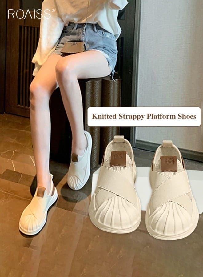 Women's Chunky Sole Canvas Shoes Thick-Soled Sneakers with a Distinctive Shell Toe and a Dissolving Design for Casual Style, Everyday Leisure Wear, and the Athleisure Trend. Comfort Meets Bold Fashion