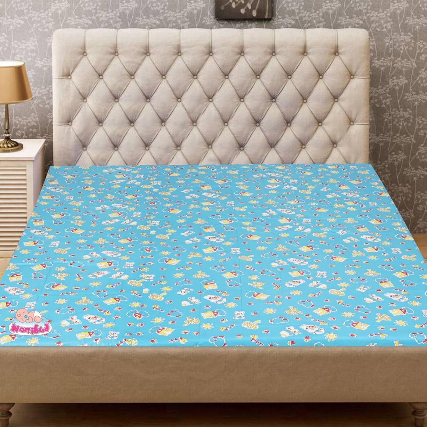 Nonibud Waterproof Plastic Mattress Protection Sheet for Baby and Adult Double BedKing Size 75 x 65 feet SkyBlue Sparrow