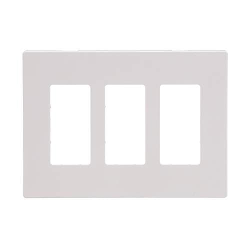 Arrow Hart Pjs263 Decorative Screw less Wall Plate, 3 Gang, 4-1/2 In L x 6.37 In W x 0.08 In T, White