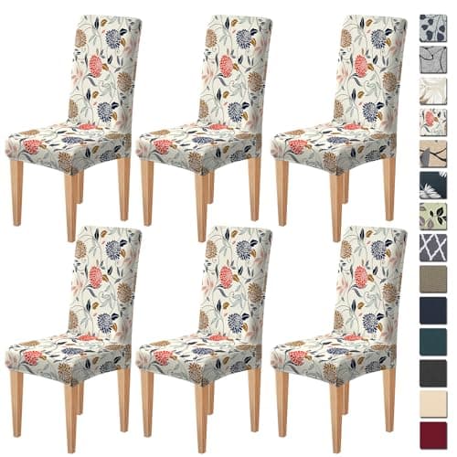 Dioxide High Stretch Chair Covers for Dining Chairs, Washable Dining Chair Covers Set of 6, Soft Kitchen Chairs Seat Covers, Parsons Chair Slipcovers Protectors for Home Hotel Restaurant Banquet