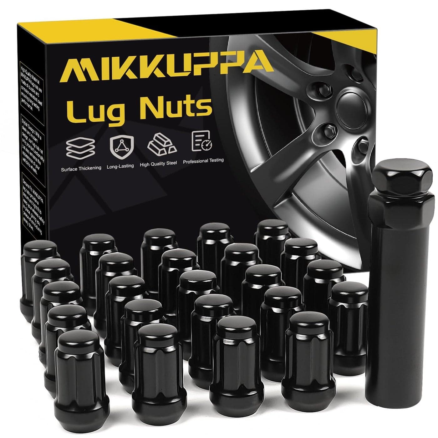 MIKKUPPA 24pcs M12x125 Lug Nuts Replacement for 20052015 Armada 20042019 Titan 19952004 Pickup Aftermarket Wheel Black Closed End Spline Lug Nuts