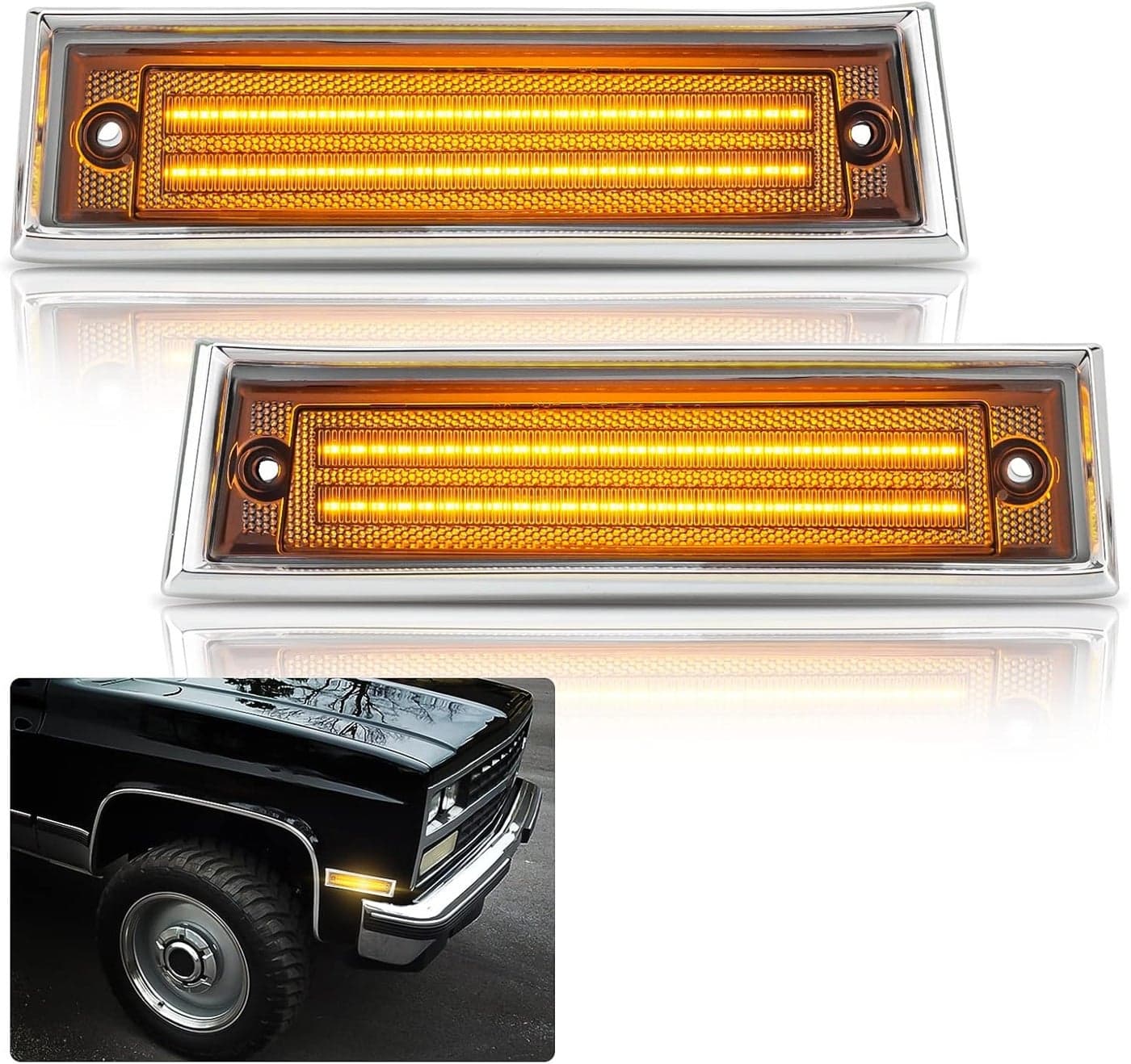 Bestview LED Side Marker Lights for 1981-1991 Chevy C10 C20 C30 GMC C1500 C2500 Suburban Blazer Jimmy - Clear Lens