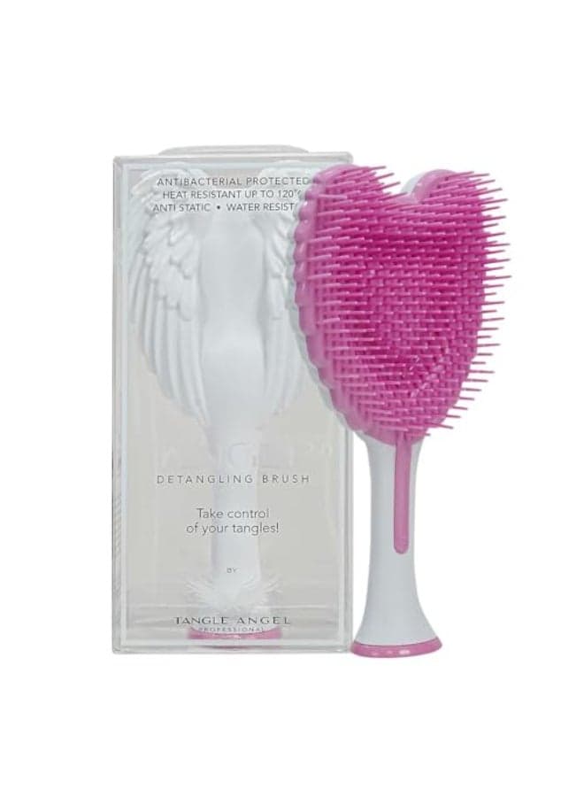 Detangling Hair Brush Anti Static Angel Wing Hair Brush with Soft Flexible Bristle for Straight Wavy Hair Tangle Angel Hair Detangler Brushes for Blow Drying Shower Gloss White Pink