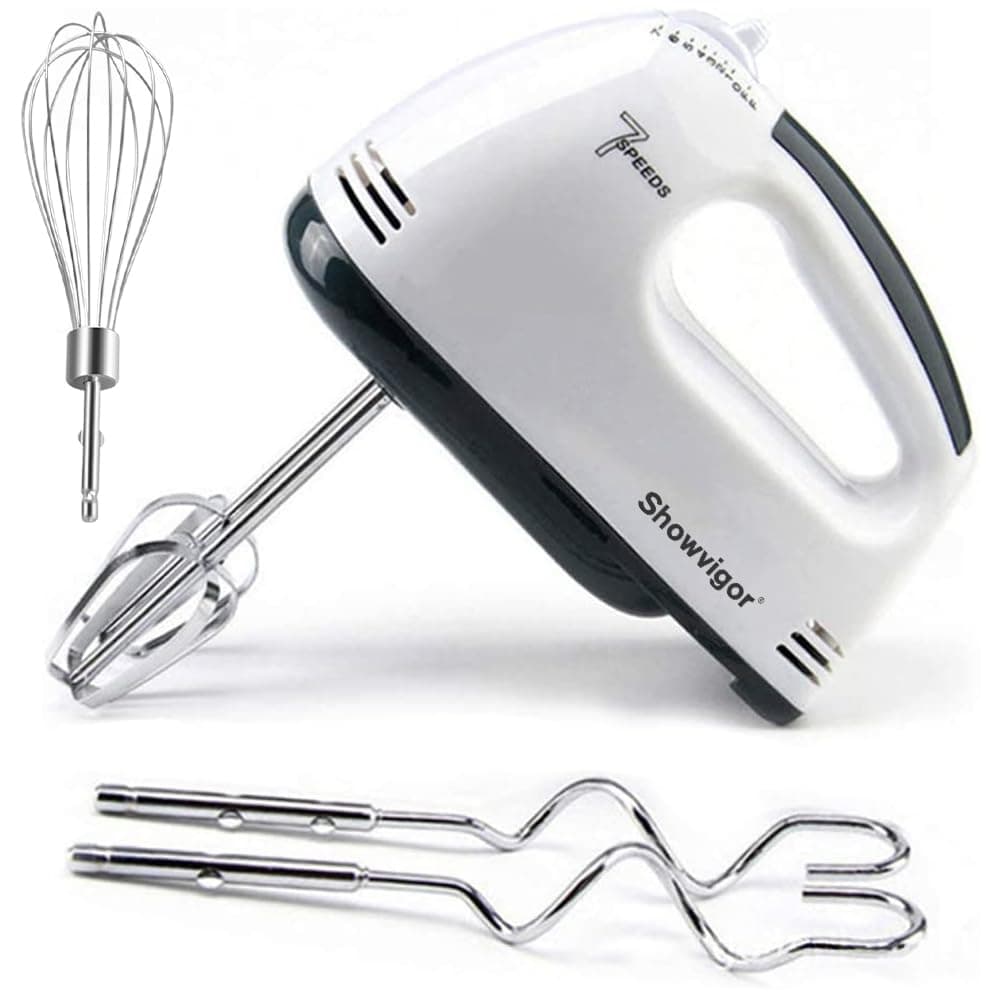 Showvigor Electric Hand mixer 7 Adjustable Speed 180W Handheld Mixer Electric Whisk with 5 Stainless Steel Accessories Turbo BoostSelfControl Speed Eject Button Food Beater for Cakes Eggs