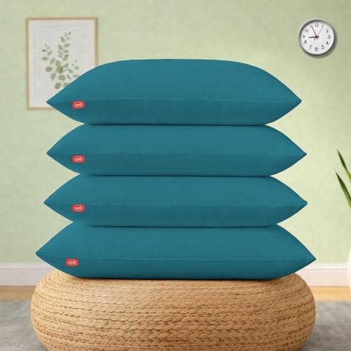 Zinnia Comfort Soft Microfiber Bed Pillows for Sleeping | Deep Blue, Regular Size 16 x 24 Inches | Soft & Comfortable Set of Pillow for Home & Daily Use | Pack of 4