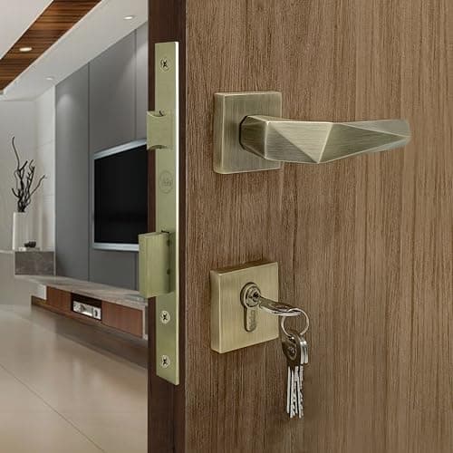 Yale Mortise Door Lock Handle Set | 3 Keys | Left & Right Door Compatibility | Main Door, Bedroom, Office, Hotel Use | Fits 30-40mm Doors | EN 1906 Certified | 1-Year Warranty | Antique Brass Finish