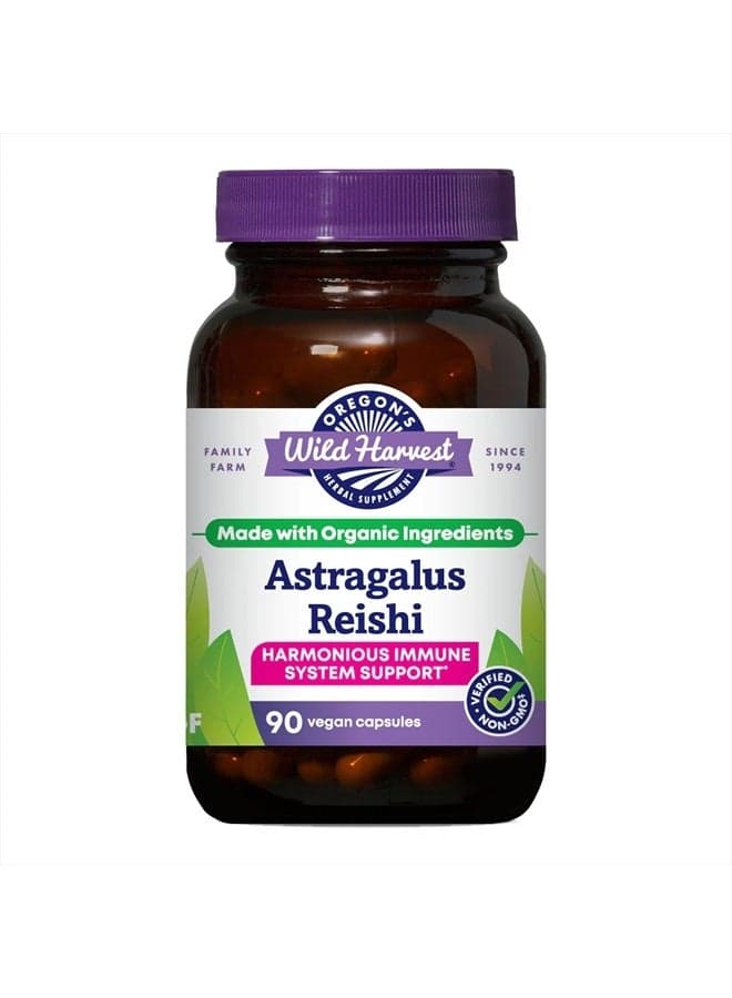 Astragalus Reishi Organic Herbal Supplement, 90 Count