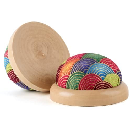 1Pcs Round Pin Cushion Wooden Base Cute Needle Pincushions Japanese Style Pin Cushions Needle Holders for Sewing Quilting Accessory or DIY CraftsColor Fish Scales