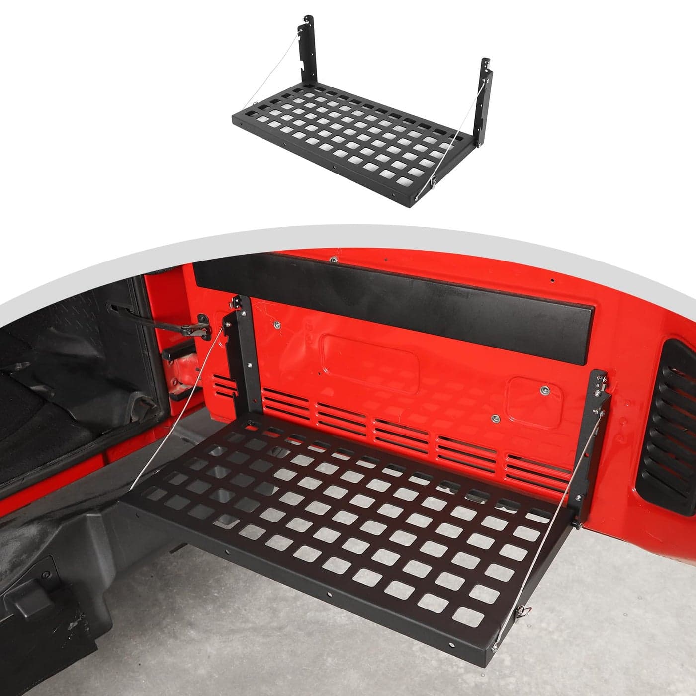 CheroCar for Jeep JK Tailgate Table Rear Foldable Cargo Shelf Aluminum Alloy Storage Rack for 20072018 Jeep Wrangler JKBlackB