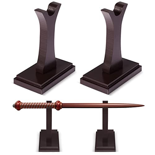 Shellwei Wizard Wand Stand Display Wood Wand Holder Sword Stand Display Shelf for Collectibles Wizard Home Office Halloween Decor