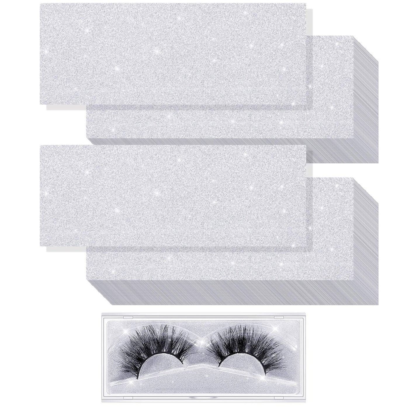 Blulu 50 Pcs Lash Box Internal Glitter Background Paper Rectangle Cardstock for False Eyelashes Storage Case Holder Makeup Cosmetic Container No Box