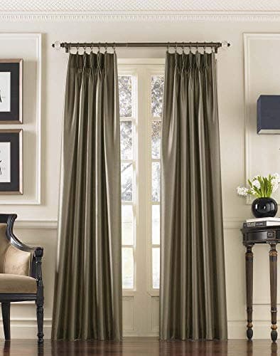 Curtainworks 1Q800008BZ Marquee Faux Silk Pinch Pleat Curtain Panel, 30 by 108", Bronze
