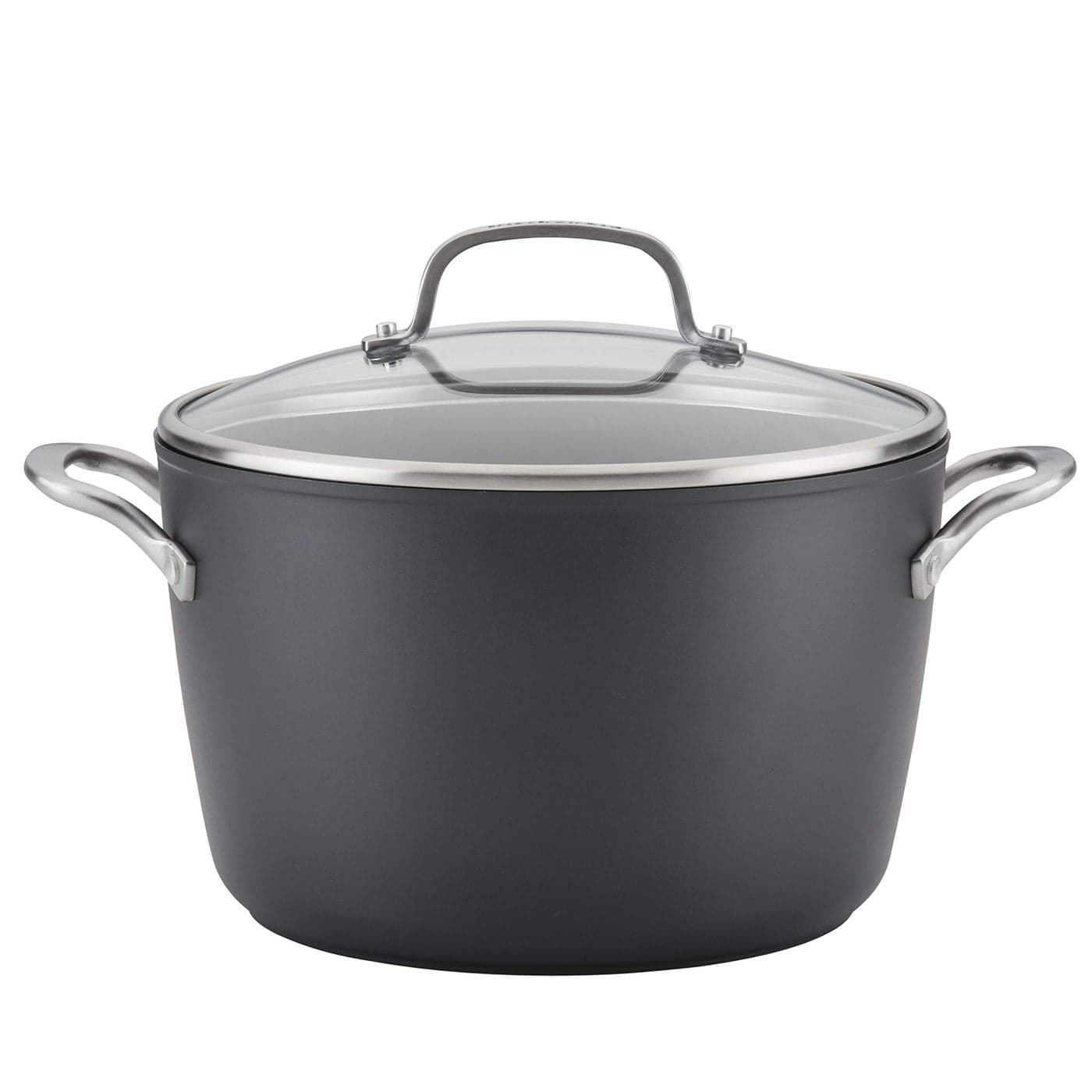 KitchenAid Hard Anodized Induction Nonstick Stock PotStockpot with Lid 8 Quart Matte Black