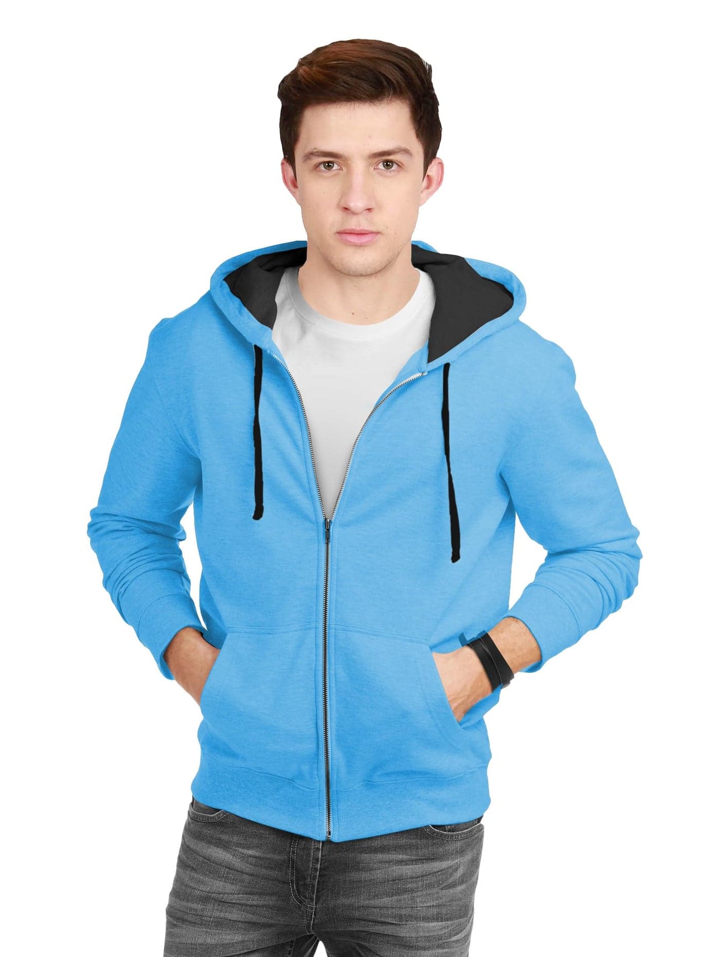 fanideaz Men's Cotton Regular Full Sleeve Hoodie With Zip_Skyblue_XL
