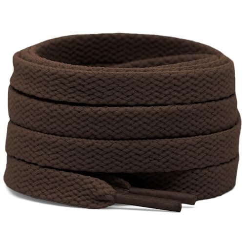 DELELE 2 Pair 55 inch Flat Shoe laces 5/16" Wide Shoelaces for Athletic Running Sneakers Shoes Boot Strings Brown
