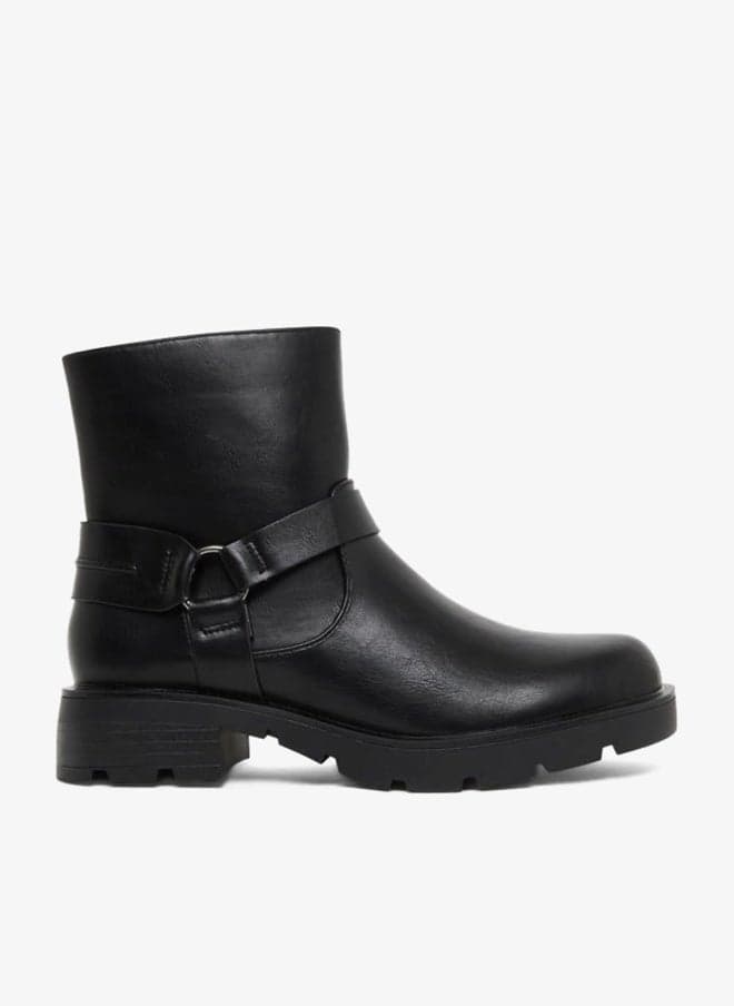 Black Buckle Ankle Boots — 39