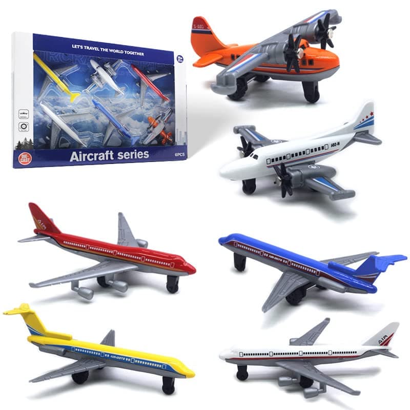 Crelloci Toy Airplane 6 Pack Mini Diecast Aircraft Playset Includes Glider and Airlines Planes for Birthday Party Favor Toys for Kids Boys and Girls