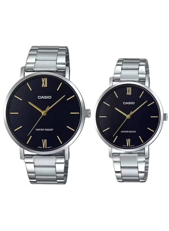 Casio His & Her Stainless Steel Band Couple Watch MTP/LTP -VT01D-1BUDF