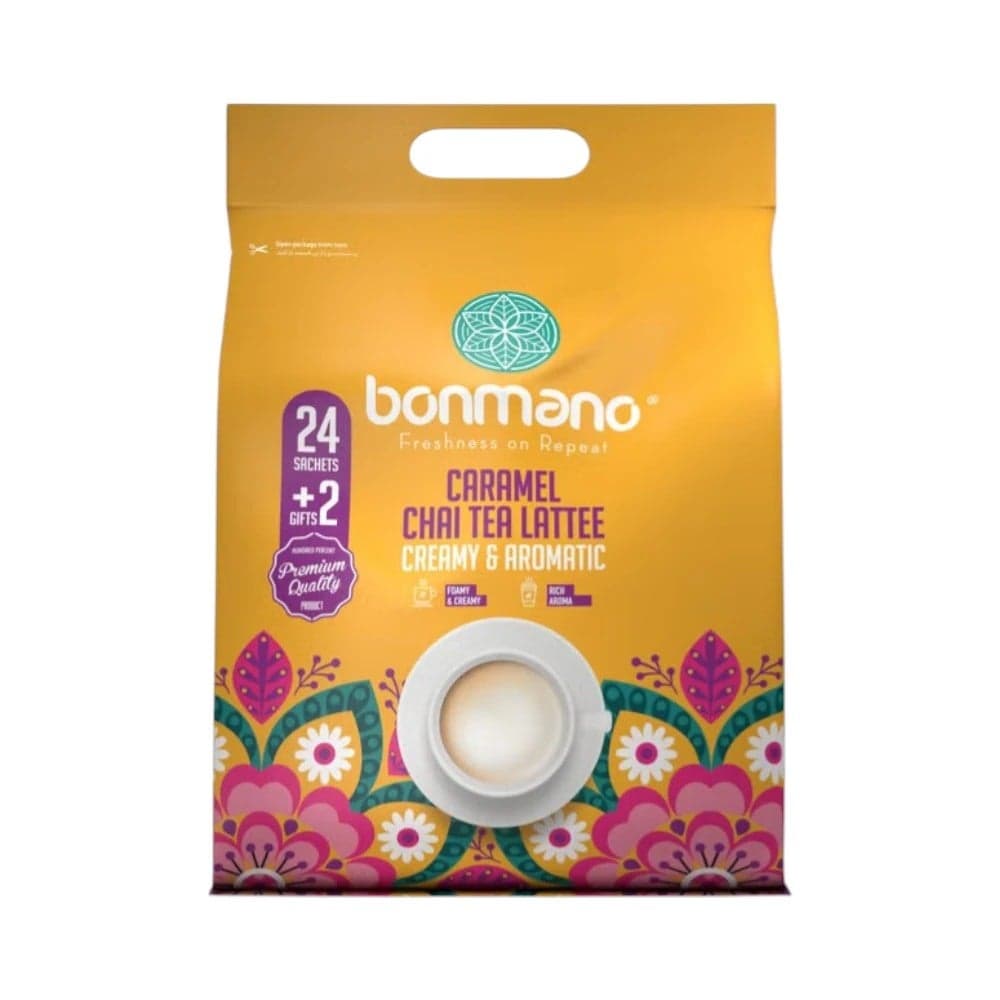Bonmano Caramel Chai Tea Lattee Creamy And Aromatic Instant Coffee Mix- 24+2 Sachets
