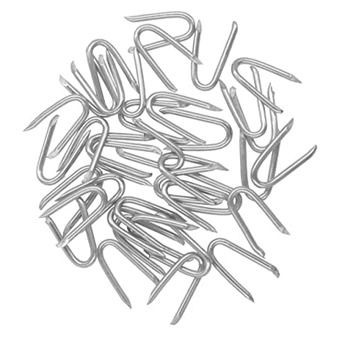 OMOTOOL Steel Wire Fencing Staples (200 pcs), Galvanized U-Shaped Fasteners Nails for Wire Mesh and Woven Fencing