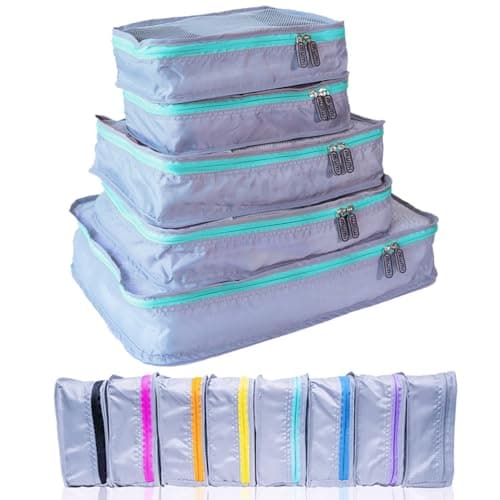 MUMI Packing Cubes – 5-Piece Compression Packing Cubes for Travel, Luggage Organizers for Suitcases, Carry-On Bags, Backpacks, and Duffel Bags – Space-Saving Travel Essentials - Aqua