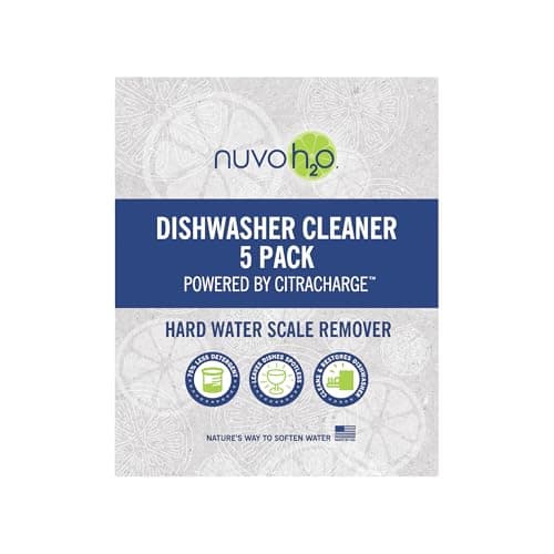 NuvoH2O CitraCharge Dishwasher Cleaner Packs – Removes Limescale, Hard Water Spots & Calcium Deposits, All-Natural Citrus Formula, Safe for Dishwashers & Appliances