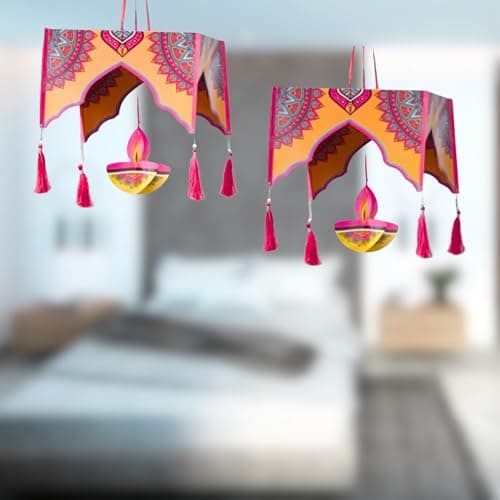 SpecialYou® Diwali Decoration for Home Decor with Paper Kandil Wall Hanging Decoration, Akash Kandil for Diwali Foldable, Deepawali Decoration Items- Pack of 2