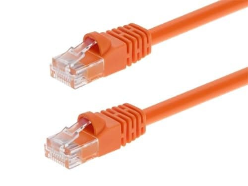 Monoprice Cat6 Ethernet Patch Cable - Snagless RJ45, Pure Bare Copper, 550MHz, UTP, 24AWG, 2 Feet, Orange - Fullboot Series