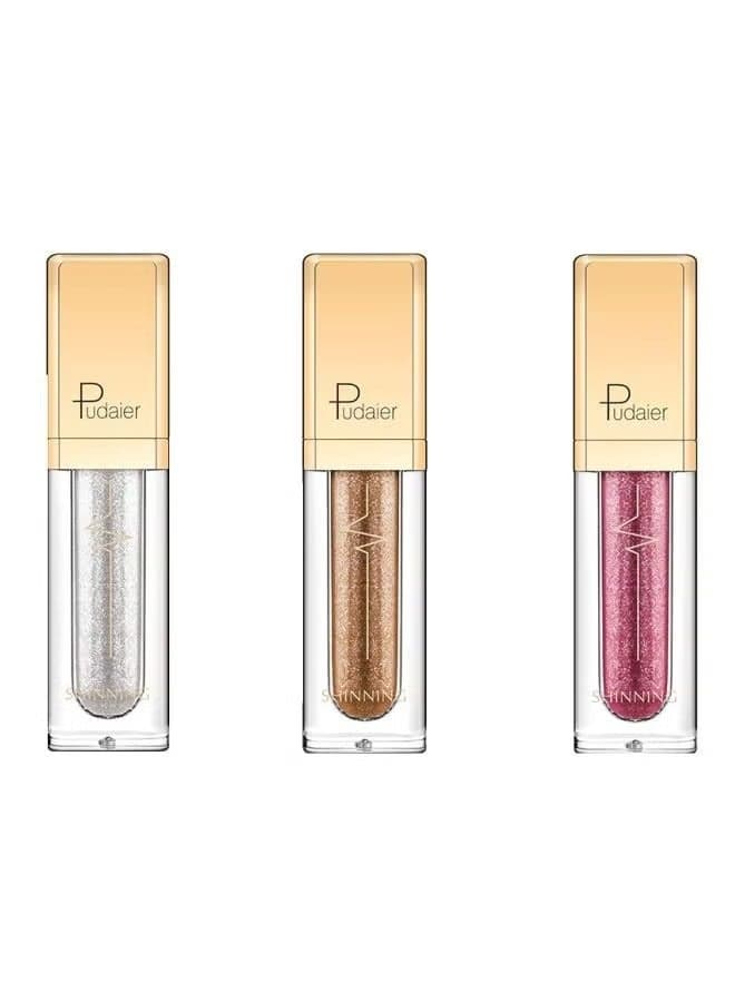3-Piece Glitter Shadow Set Red/Gold/Silver