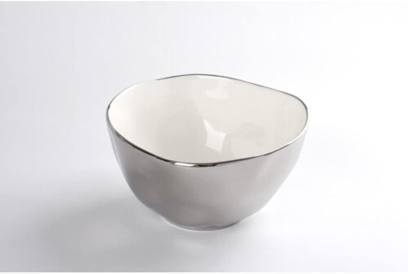 Pampa Bay TitaniumPlated Porcelain Large Bowl 85 Inch SilverWhite Tone Oven Freezer Dishwasher Safe